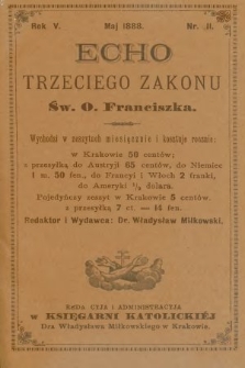 Echo Trzeciego Zakonu Św. o. Franciszka. R. 5, 1888, nr 11