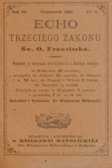 Echo Trzeciego Zakonu Św. o. Franciszka. R. 7, 1889, nr 4