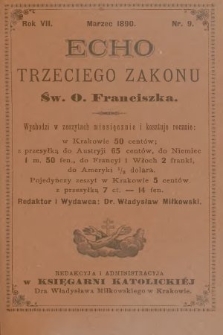 Echo Trzeciego Zakonu Św. o. Franciszka. R. 7, 1890, nr 9
