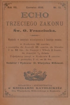 Echo Trzeciego Zakonu Św. o. Franciszka. R. 7, 1890, nr 12