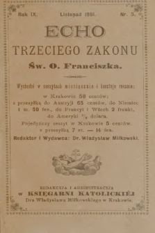 Echo Trzeciego Zakonu Św. o. Franciszka. R. 9, 1891, nr 5