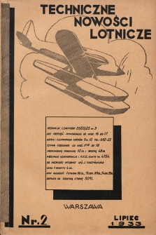 Techniczne Nowości Lotnicze. 1933, nr 2