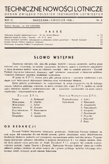 Techniczne Nowości Lotnicze. 1936, nr 4
