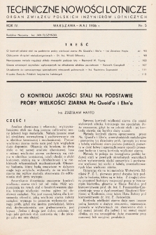 Techniczne Nowości Lotnicze. 1936, nr 5