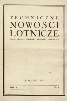 Techniczne Nowości Lotnicze. 1937, nr 1