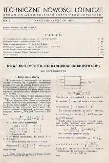 Techniczne Nowości Lotnicze. 1937, nr 4