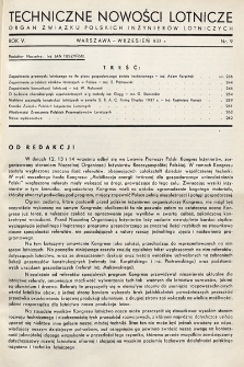 Techniczne Nowości Lotnicze. 1937, nr 9