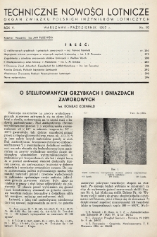 Techniczne Nowości Lotnicze. 1937, nr 10