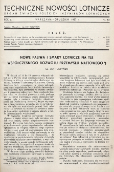 Techniczne Nowości Lotnicze. 1937, nr 12