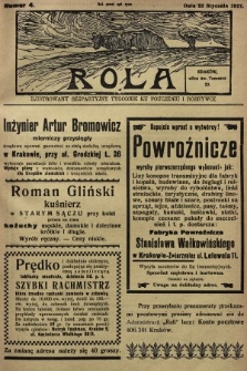 Rola : ilustrowany bezpartyjny tygodnik ku pouczeniu i rozrywce. 1927, nr 4