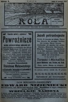 Rola : ilustrowany bezpartyjny tygodnik ku pouczeniu i rozrywce. 1927, nr 9
