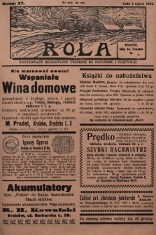 Rola : ilustrowany bezpartyjny tygodnik ku pouczeniu i rozrywce. 1927, nr 27