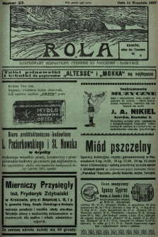 Rola : ilustrowany bezpartyjny tygodnik ku pouczeniu i rozrywce. 1927, nr 37