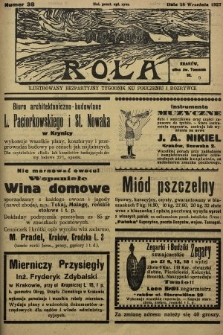 Rola : ilustrowany bezpartyjny tygodnik ku pouczeniu i rozrywce. 1927, nr 38