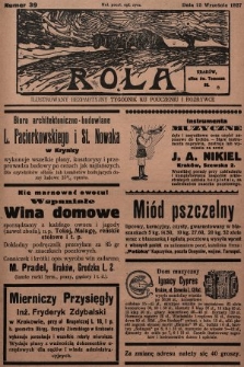 Rola : ilustrowany bezpartyjny tygodnik ku pouczeniu i rozrywce. 1927, nr 39