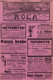 Rola : ilustrowany bezpartyjny tygodnik ku pouczeniu i rozrywce. 1928, nr 7