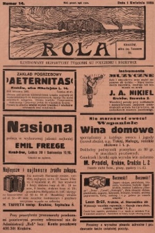 Rola : ilustrowany bezpartyjny tygodnik ku pouczeniu i rozrywce. 1928, nr 14