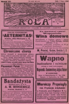 Rola : ilustrowany bezpartyjny tygodnik ku pouczeniu i rozrywce. 1928, nr 27