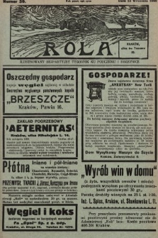 Rola : ilustrowany bezpartyjny tygodnik ku pouczeniu i rozrywce. 1928, nr 39