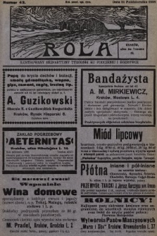 Rola : ilustrowany bezpartyjny tygodnik ku pouczeniu i rozrywce. 1928, nr 43