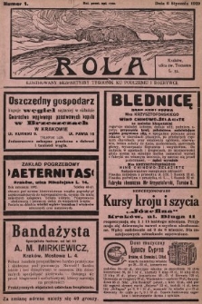 Rola : ilustrowany bezpartyjny tygodnik ku pouczeniu i rozrywce. 1929, nr 1