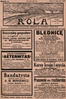 Rola : ilustrowany bezpartyjny tygodnik ku pouczeniu i rozrywce. 1929, nr 4
