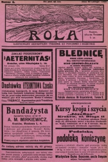 Rola : ilustrowany bezpartyjny tygodnik ku pouczeniu i rozrywce. 1929, nr 6