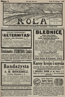 Rola : ilustrowany bezpartyjny tygodnik ku pouczeniu i rozrywce. 1929, nr 7