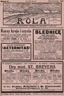 Rola : ilustrowany bezpartyjny tygodnik ku pouczeniu i rozrywce. 1929, nr 8