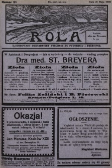 Rola : ilustrowany bezpartyjny tygodnik ku pouczeniu i rozrywce. 1929, nr 21
