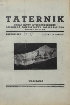 Taternik : organ Klubu Wysokogórskiego Polskiego Towarzystwa Tatrzańskiego. R. 25, 1941, nr 1