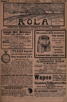 Rola : ilustrowany bezpartyjny tygodnik ku pouczeniu i rozrywce. 1930, nr 1
