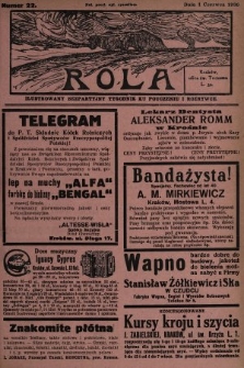 Rola : ilustrowany bezpartyjny tygodnik ku pouczeniu i rozrywce. 1930, nr 22
