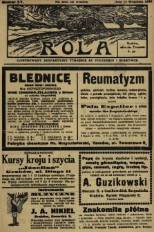 Rola : ilustrowany bezpartyjny tygodnik ku pouczeniu i rozrywce. 1930, nr 37