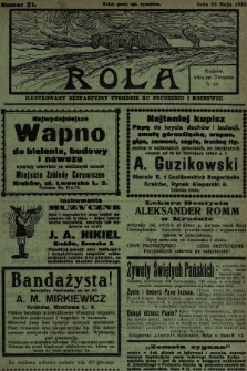 Rola : ilustrowany bezpartyjny tygodnik ku pouczeniu i rozrywce. 1931, nr 21