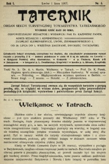 Taternik : organ Sekcyi Turystycznej Towarzystwa Tatrzańskiego. 1907, nr 3