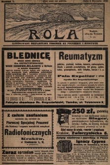 Rola : ilustrowany bezpartyjny tygodnik ku pouczeniu i rozrywce. 1932, nr 1