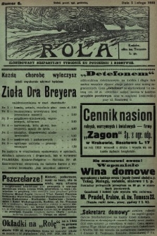Rola : ilustrowany bezpartyjny tygodnik ku pouczeniu i rozrywce. 1933, nr 6