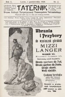 Taternik : organ Sekcyi Turystycznej Towarzystwa Tatrzańskiego. R. 2, 1908, nr 5