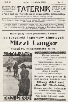 Taternik : organ Sekcyi Turystycznej Towarzystwa Tatrzańskiego. R. 2, 1908, nr 6