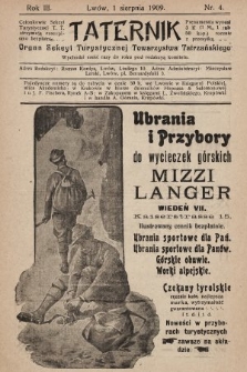 Taternik : organ Sekcyi Turystycznej Towarzystwa Tatrzańskiego. R. 3, 1909, nr 4