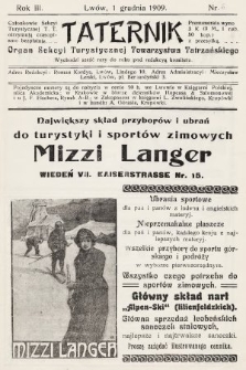 Taternik : organ Sekcyi Turystycznej Towarzystwa Tatrzańskiego. R. 3, 1909, nr 6