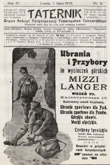 Taternik : organ Sekcyi Turystycznej Towarzystwa Tatrzańskiego. R. 4, 1910, nr 3