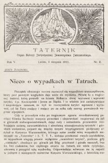 Taternik : organ Sekcyi Turystycznej Towarzystwa Tatrzańskiego. R. 5, 1911, nr 2