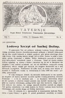 Taternik : organ Sekcyi Turystycznej Towarzystwa Tatrzańskiego. R. 5, 1911, nr 4