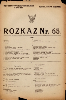 Rozkaz. 1921, nr 65