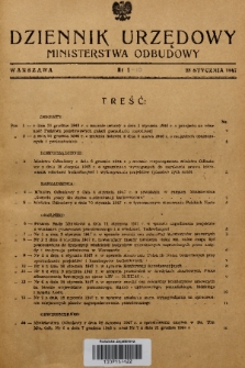 Dziennik Urzędowy Ministerstwa Odbudowy. 1947, nr 1
