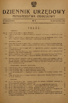 Dziennik Urzędowy Ministerstwa Odbudowy. 1947, nr 3