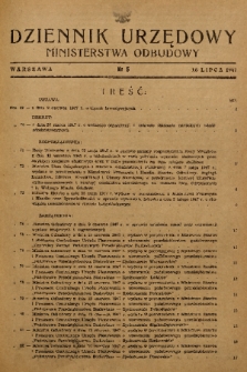 Dziennik Urzędowy Ministerstwa Odbudowy. 1947, nr 5