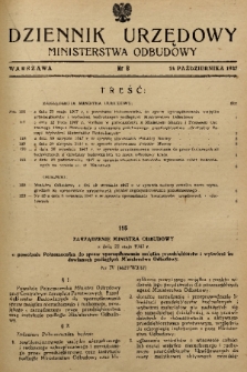 Dziennik Urzędowy Ministerstwa Odbudowy. 1947, nr 8